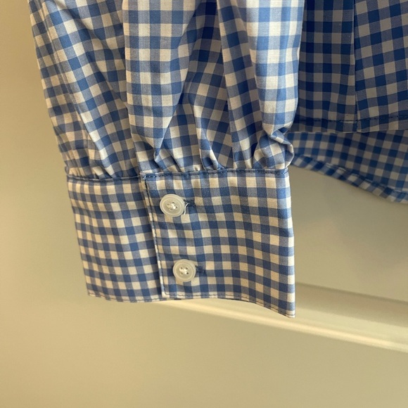 Tommy Hilfiger Women's Gingham Light Blue and White with Ruffles Blouse Size XL - Picture 4 of 9